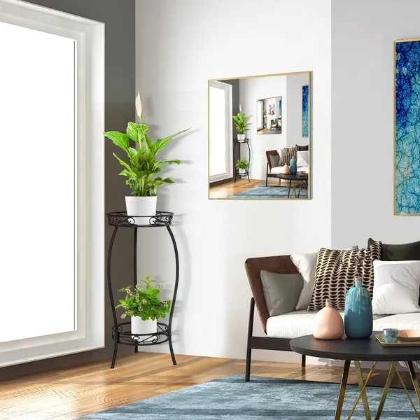 Black_Cute_2_Tier_Potted_Plant_Stand_Sturdy_Stable_Wrought_Excellent_Black_Finish_Utility_For_Indoor_(Living_Room/_Hallway)_And_Outdoor_(Garden/Patio/Entryway)_(Net_Base)_30_x_30_x_50_Centimeters