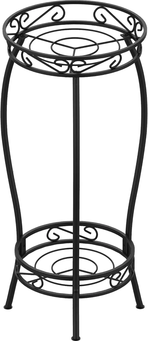 Black_Cute_2_Tier_Potted_Plant_Stand_Sturdy_Stable_Wrought_Excellent_Black_Finish_Utility_For_Indoor_(Living_Room/_Hallway)_And_Outdoor_(Garden/Patio/Entryway)_(Net_Base)_30_x_30_x_50_Centimeters