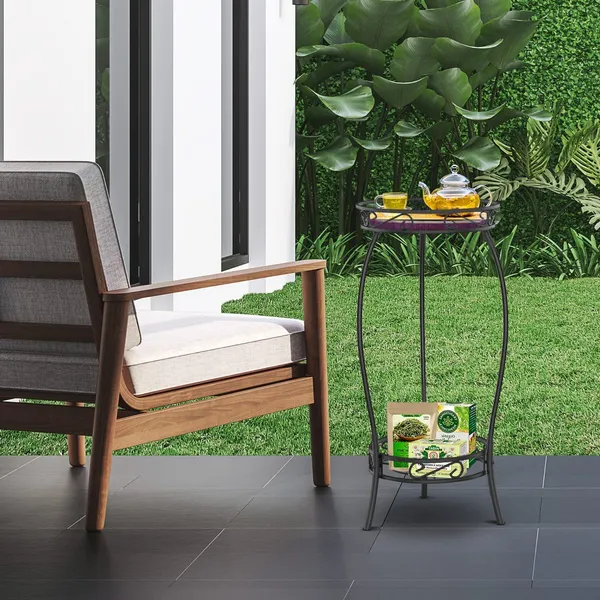 Black_Cute_2_Tier_Potted_Plant_Stand_Sturdy_Stable_Wrought_Excellent_Black_Finish_Utility_For_Indoor_(Living_Room/_Hallway)_And_Outdoor_(Garden/Patio/Entryway)_(Net_Base)_30_x_30_x_50_Centimeters