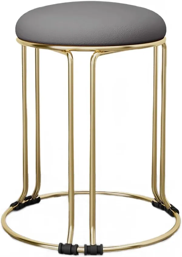 Gold_&_Grey_Stackable_Ottoman_Stools_With_Cushion_Top_|_Space_Saving_&_Comfortable_Home_Furniture_|_35L_x_35W_x_46H_Cm