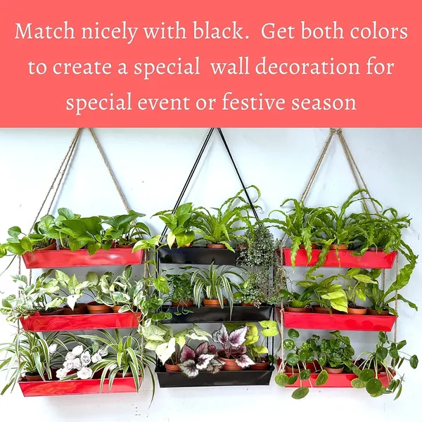 Red_Wall_Planters_-_16_Inch_3-Tier_Galvanized_Wall-Mounted_Succulent_Boho_Metal_Window_Herb_Garden,_Rectangle_Hanging_Vertical_Shelf_Shower_Plant_Pot____11L_x_6W_x_16H_Centimeters