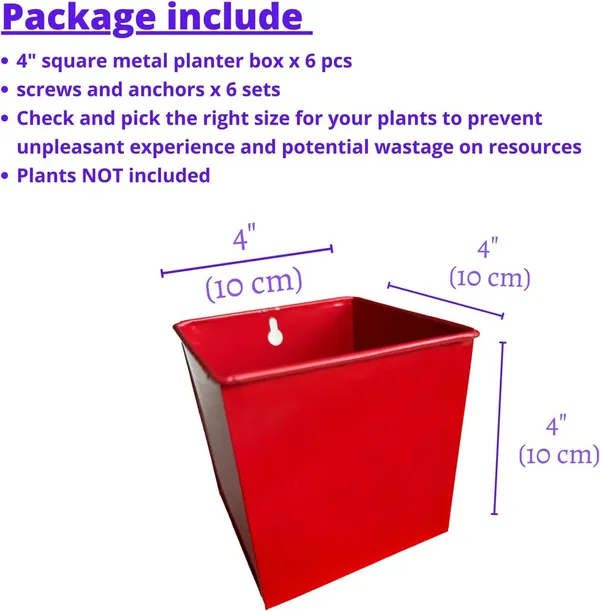 Red_Wall_Planter_6-Pack_-_4_Inch_Square_Metal_Wall_Planters_For_Indoor_And_Outdoor_Plants,_Small_White_Hanging_Flower_Pots_For_Balcony,_Herb_Garden_Decor,_Patio_10L_x_10W_x_10H_Centimeters