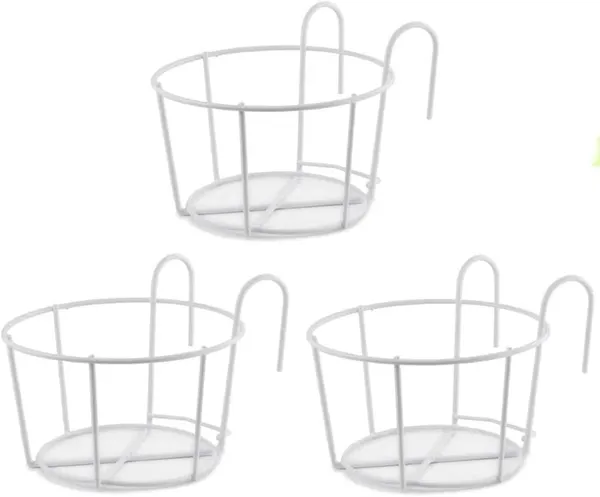 White_Rail_Planters_Hanging_Railing_Plant_Holder_Stand_Iron_Art_Flower_Pot_Basket_For_Patio_Balcony_Porch,_Fence,_Outside_And_Indoor,_Set_Of_3_12_x_10_x_8_Centimeters