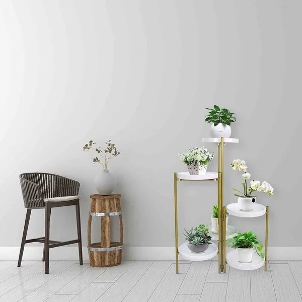White_Tiered_Metal_Plant_Stand,_Gold_Multiple_Flower_Pot_Holder_Shelves_Planter_Rack,_Storage_Organizer_Display_For_Indoor_Outdoor_Garden_Balcony(Not_Include_Plants)__25_x_25_x_70_Centimeters