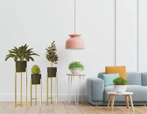 Multicolour_Set_Of_3_Elegent_Modern_Style_Planter_Stand_With_Pot_Rustproof_Iron_Metal_Excellent_Finish_For_Indoor_And_Outdoor_Planter_Suitable_For_Living_Room_25L_x_25W_x_70H_Centimeters