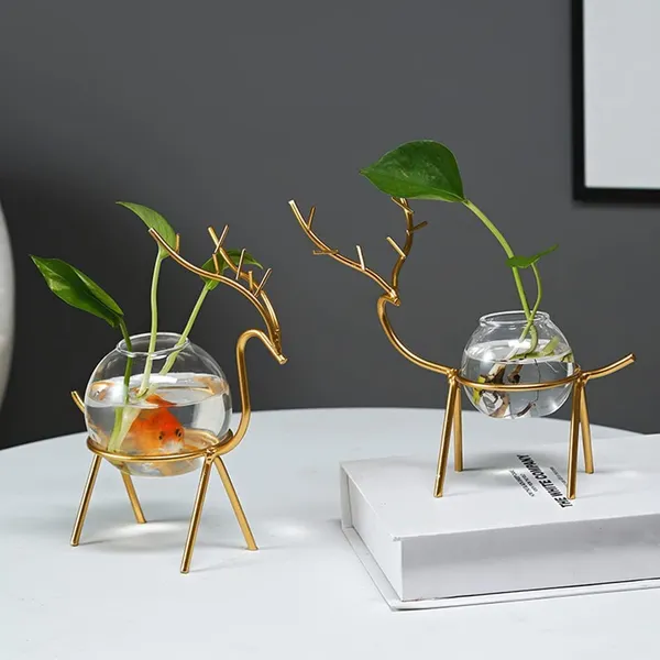Multicolor_Desktop_Deer_Plant_Vases_Small_Glass_Flower_Vase_With_Gold_Metal_Stand_Propagation_Station_Plant_Holder_Glass_Planter_Holder_Deer_For_Home_Wedding_Decor_(A)____19L_x_6W_x_15H_Centimeters