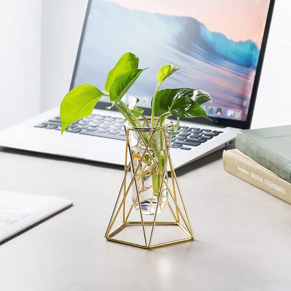 Gold_2_Pcs_Geometric_Vase,Air_Plant_Stand,Hydroponic_Plant_Flower_Vase_Glass_Test_Tube,Modern_Vases_For_Flowers,Vases_For_Centerpieces_Fbm____10L_x_10W_x_15H_Centimeters