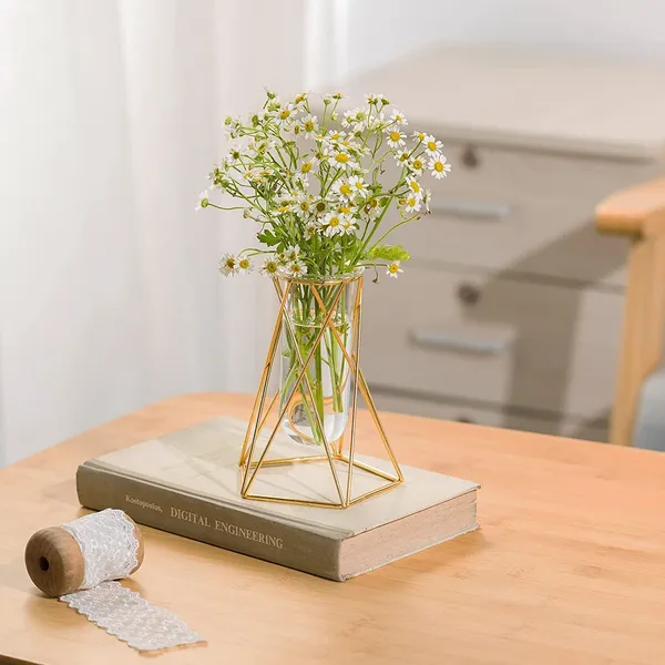 Gold_2_Pcs_Geometric_Vase,Air_Plant_Stand,Hydroponic_Plant_Flower_Vase_Glass_Test_Tube,Modern_Vases_For_Flowers,Vases_For_Centerpieces_Fbm____10L_x_10W_x_15H_Centimeters