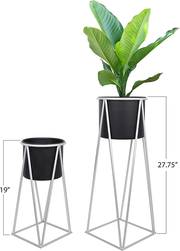 Black_&_Silver_Planters_For_Indoor_Planters_Indoor_Plant_Stands_With_Pots_(Black/Silver_(Tall_Stands)_Set_Of_2)__25_x_25_x_30_Centimeters