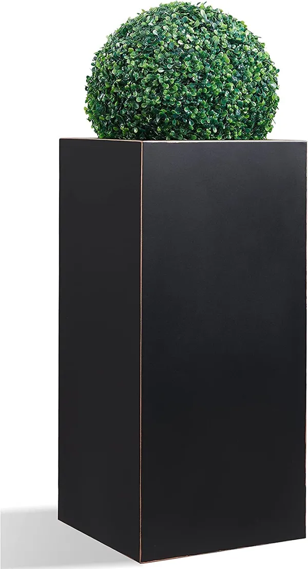 Black_Tall_Metal_Planters_For_Outdoor_Plants_Decorative_Rectangular_Flower_Pot_Holder_Display_For_Balcony_Galvanized_Iron_21_Inch_Large_Planters_30L_x_30W_x_53.3H_Centimeters