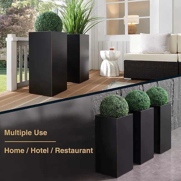 Black_Tall_Metal_Planters_For_Outdoor_Plants_Decorative_Rectangular_Flower_Pot_Holder_Display_For_Balcony_Galvanized_Iron_21_Inch_Large_Planters_30L_x_30W_x_53.3H_Centimeters