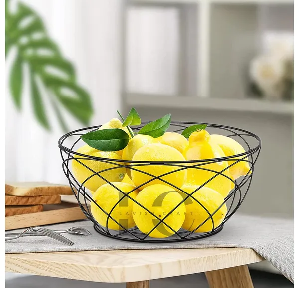 Black_Fruit_Basket_For_Kitchen_Fruit_Basket_For_Dining_Table_Fruit_Bowl_Counter_Top_Dining_Table_Living,_Drawing_Room_Rust_Free_25_x_25_x_30_Centimeters