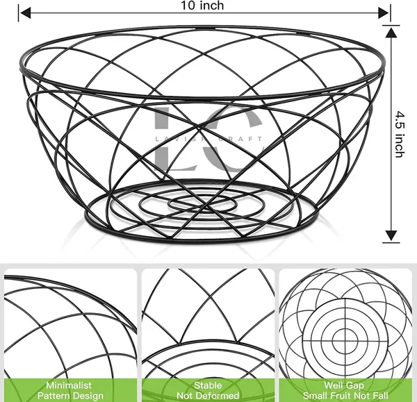 Black_Fruit_Basket_For_Kitchen_Fruit_Basket_For_Dining_Table_Fruit_Bowl_Counter_Top_Dining_Table_Living,_Drawing_Room_Rust_Free_25_x_25_x_30_Centimeters