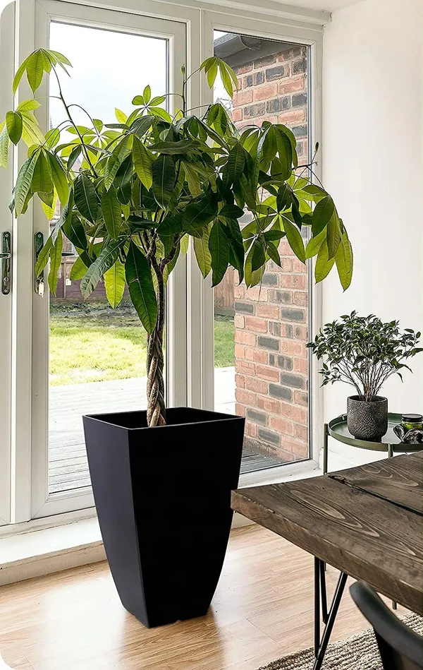 Black_Tall_Metal_Planters_For_Outdoor_Plants_Set_Of_2,_Outdoor_Planters_For_Front_Porch_Balcony,_Galvanized_Iron_21_Inch_Large_Planters_For_Outdoor_Indoor_Garden_Patio____30L_x_30W_x_53H_Centimeters