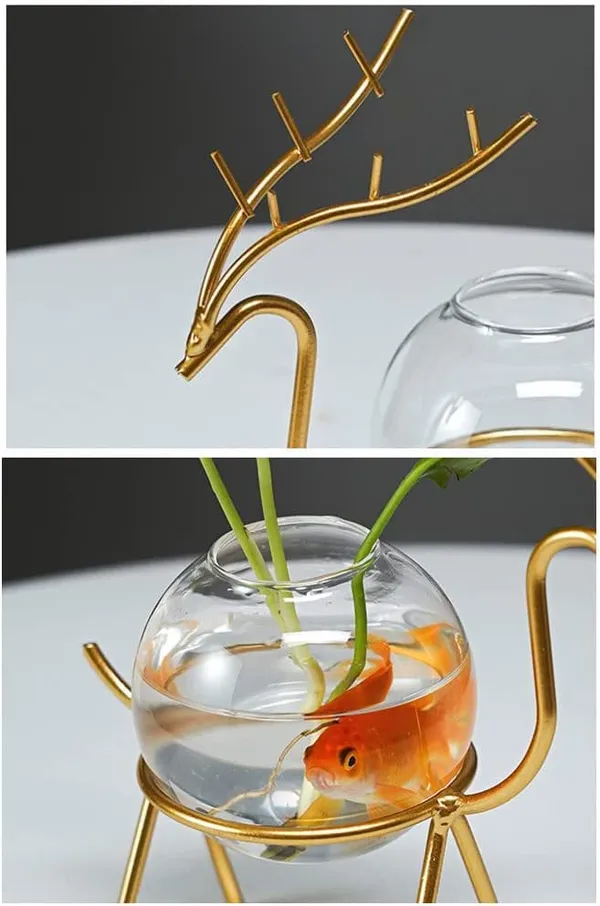 Multicolor_Desktop_Deer_Plant_Vases_Small_Glass_Flower_Vase_With_Gold_Metal_Stand_Propagation_Station_Plant_Holder_Glass_Planter_Holder_Deer_For_Home_Wedding_Decor_19L_x_6W_x_15H_Centimeters