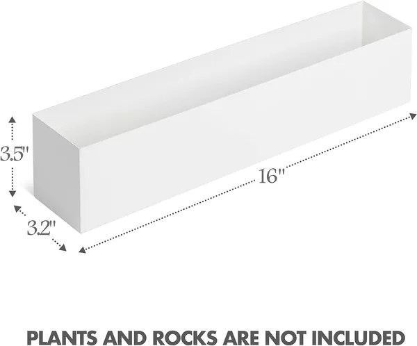 White_Modern_Narrow_Planter_Box_|_16"_Metal_Perfect_As_A_Succulent_Planter_For_Table_Or_Window_Sill_Planters_Indoor_|_Rectangular_Stainless_Steel_Long_Planter____40L_x_8W_x_9H_Centimeters