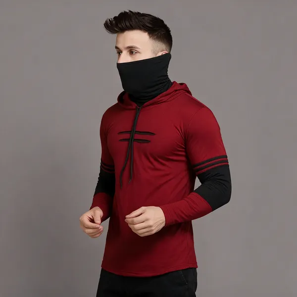 Maroon_Black_Cotton_Blend_Regular_Fit_Solid_Round_Neck_T-Shirt_For_Men