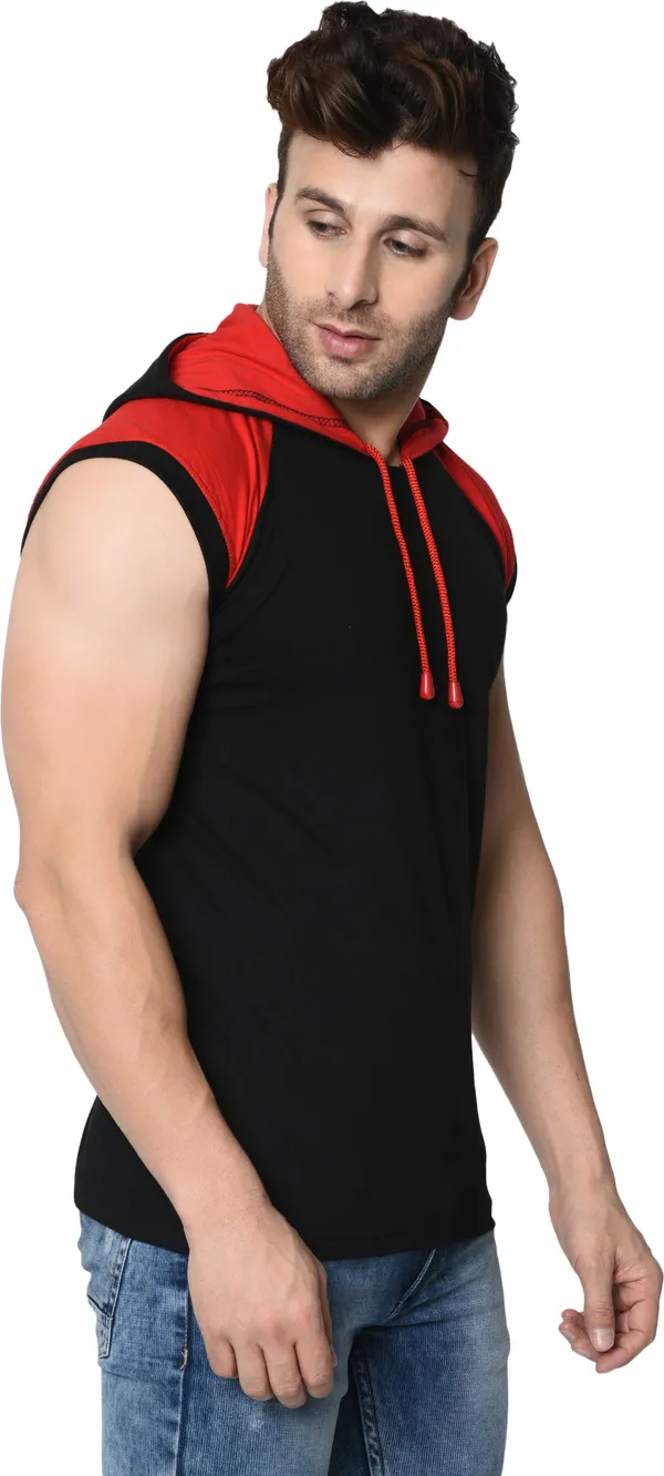 Red_&_Black_Cotton_Blend_Sleeveless_Boxy_Hooded_Neck_T-Shirt_For_Men
