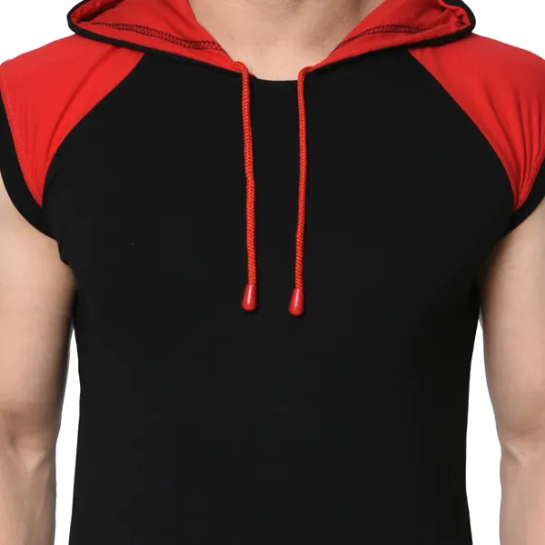 Red_&_Black_Cotton_Blend_Sleeveless_Boxy_Hooded_Neck_T-Shirt_For_Men