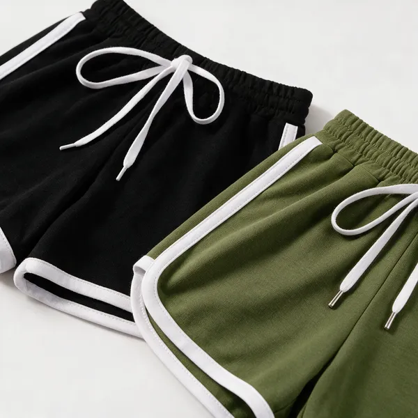 Black_Green_Cotton_Blend_Regular_Shorts_For_Girls