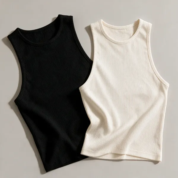 Black_&_White_Cotton_Blend_Sleeveless_Round_Neck_Crop_Top_For_Women