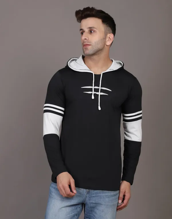 Black_Cotton_Blend_Regular_Fit_Colorblock_Hooded_Neck_T-Shirt_For_Men
