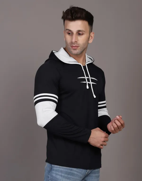 Black_Cotton_Blend_Regular_Fit_Colorblock_Hooded_Neck_T-Shirt_For_Men