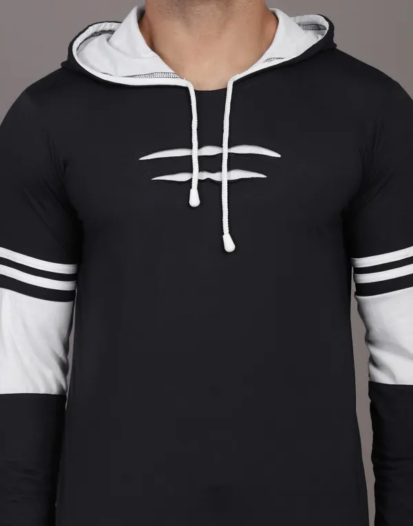 Black_Cotton_Blend_Regular_Fit_Colorblock_Hooded_Neck_T-Shirt_For_Men