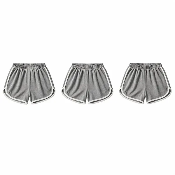 Grey_Cotton_Blend_Regular_Fit_Solid_Hotpants_For_Girls_-_Pack_Of_3