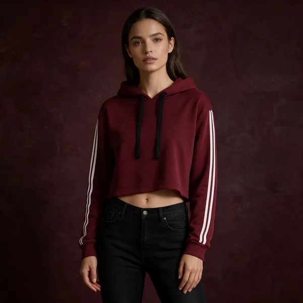 Maroon_Cotton_Blend_Regular_Hooded_Neck_T-Shirt_For_Women