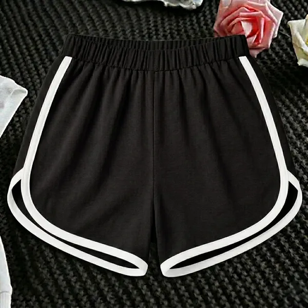 Black_&_White_Cotton_Blend_Regular_Solid_Hotpants_For_Girls