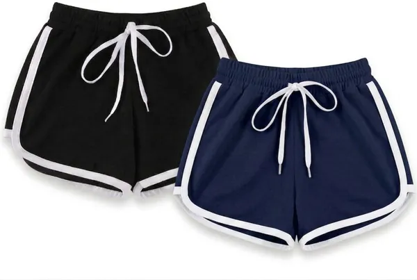 Black_Dark_Blue_Cotton_Blend_Regular_Shorts_For_Girls
