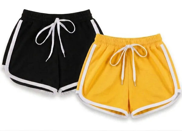 Black_Yellow_Cotton_Blend_Regular_Fit_Solid_Hotpants_For_Girls
