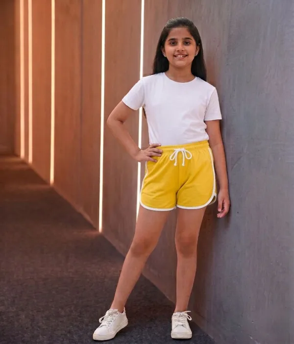 Black_Yellow_Cotton_Blend_Regular_Fit_Solid_Hotpants_For_Girls