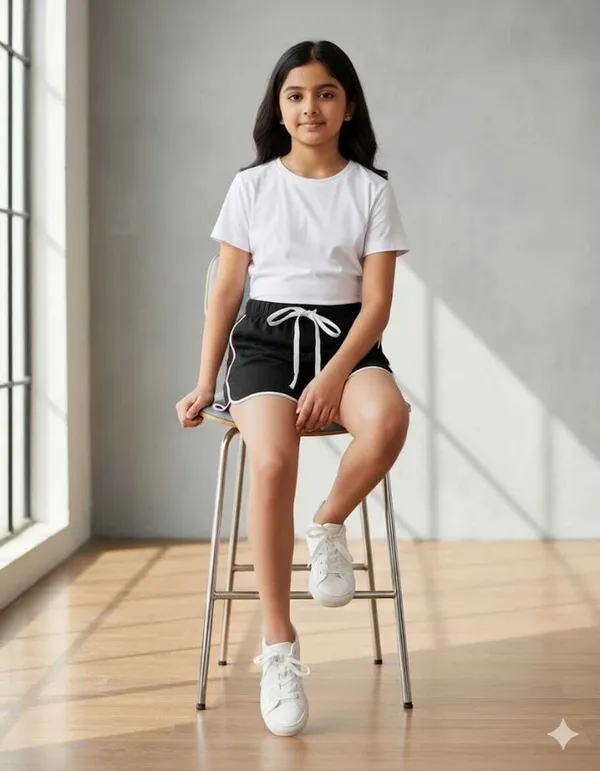 Black_Yellow_Cotton_Blend_Regular_Fit_Solid_Hotpants_For_Girls