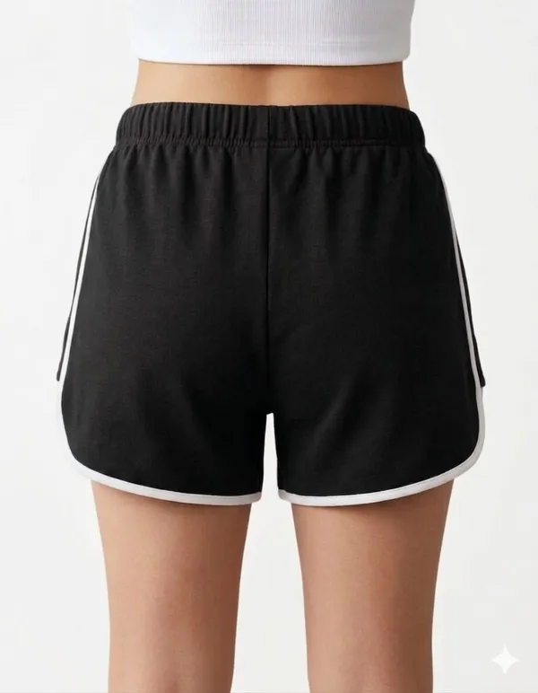 Black_Green_Cotton_Blend_Regular_Shorts_For_Girls