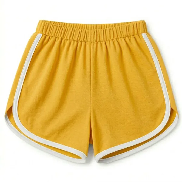 Yellow_Cotton_Blend_Regular_Shorts_For_Girls