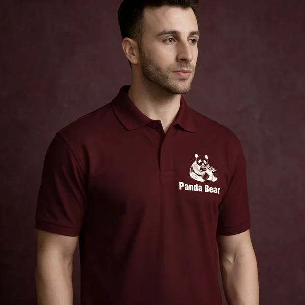 Maroon_Polycotton_Regular_Fit_High_Neck_T-Shirt_For_Men
