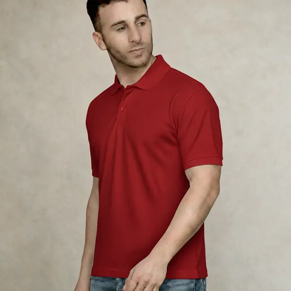 Red_Polycotton_Regular_Fit_Solid_Polo_Neck_T-Shirt_For_Men