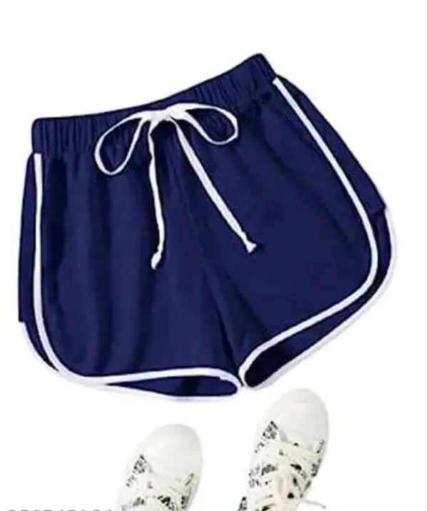 Black_White_And_Navy_Blue_Polycotton_Striped_Mid_Rise_Hotpants_For_Women