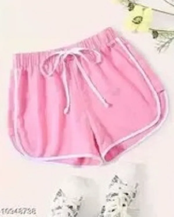 Black_Yellow_And_Pink_Polycotton_Striped_Mid-Rise_Hotpants_For_Women