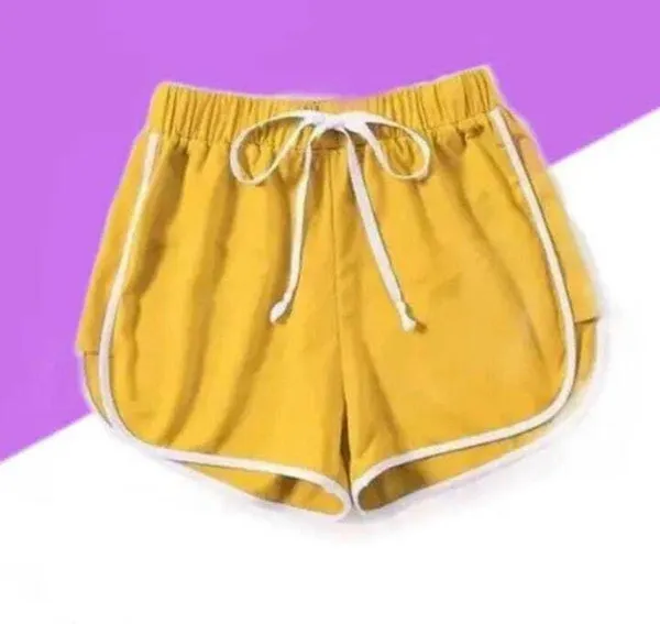 Black_And_Yellow_Polycotton_Striped_Mid-Rise_Hotpants_For_Women