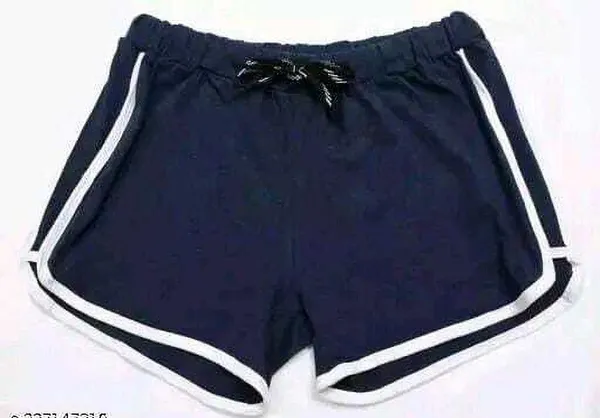 Black_And_Navy_Blue_Polycotton_Striped_Mid_Rise_Hotpants_For_Women