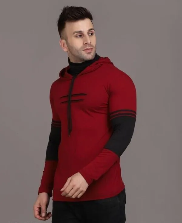 Maroon_Black_Cotton_Blend_Regular_Fit_Solid_Round_Neck_T-Shirt_For_Men