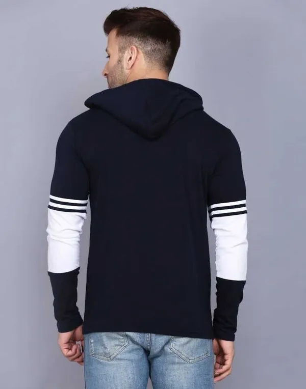 Navy_Blue_Polyester_Regular_Fit_Self_Design_Hooded_T-Shirt_For_Men