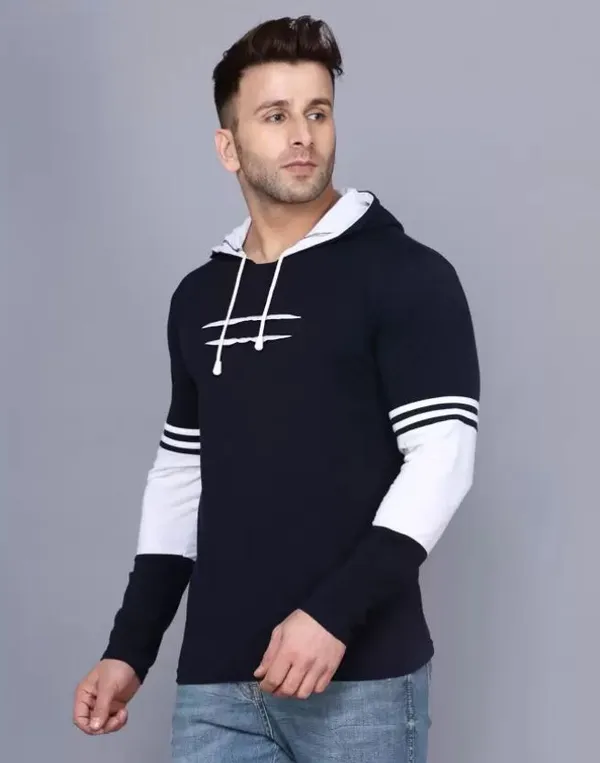 Navy_Blue_Polyester_Regular_Fit_Self_Design_Hooded_T-Shirt_For_Men