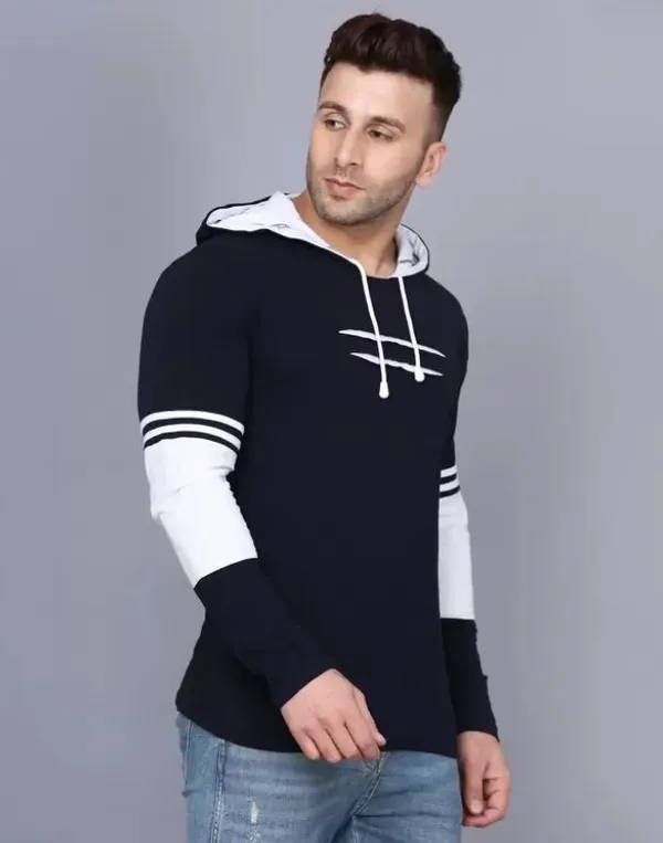 Navy_Blue_Polyester_Regular_Fit_Self_Design_Hooded_T-Shirt_For_Men