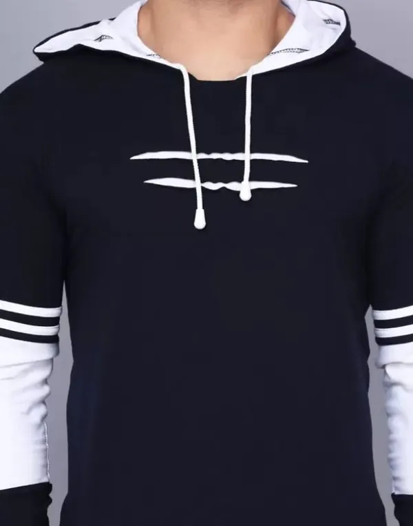 Navy_Blue_Polyester_Regular_Fit_Self_Design_Hooded_T-Shirt_For_Men