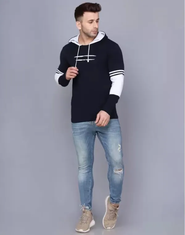 Navy_Blue_Polyester_Regular_Fit_Self_Design_Hooded_T-Shirt_For_Men