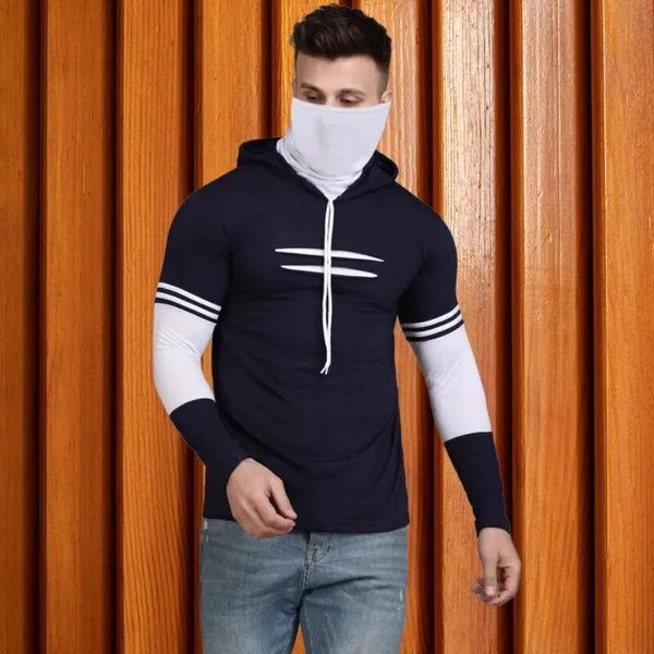 Navy_Blue_White_Cotton_Blend_Regular_Fit_Solid_Hooded_Neck_T-Shirt_For_Men